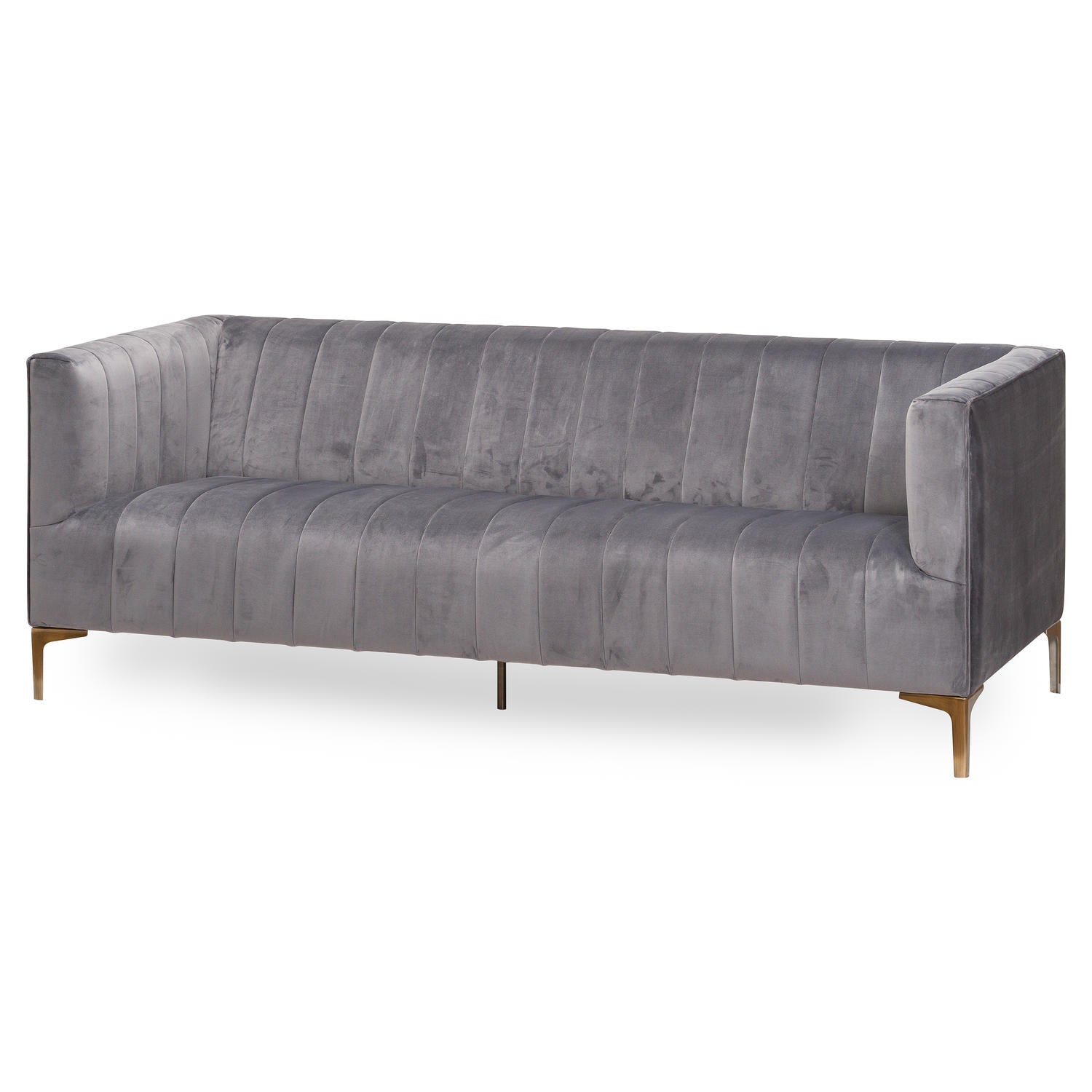 Emperor Grey Velvet 2 Seater Sofa With Chrome Legs - Casa Bettini