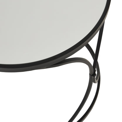 Concaved Set Of Two Black Mirrored Side Tables - Casa Bettini