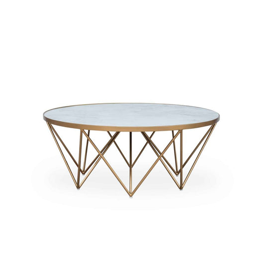 Crofton Round Coffee Table | White Marble Glass - Casa Bettini
