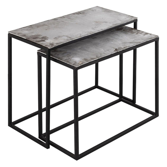Farrah Collection Silver Set of Two Side Tables - Casa Bettini