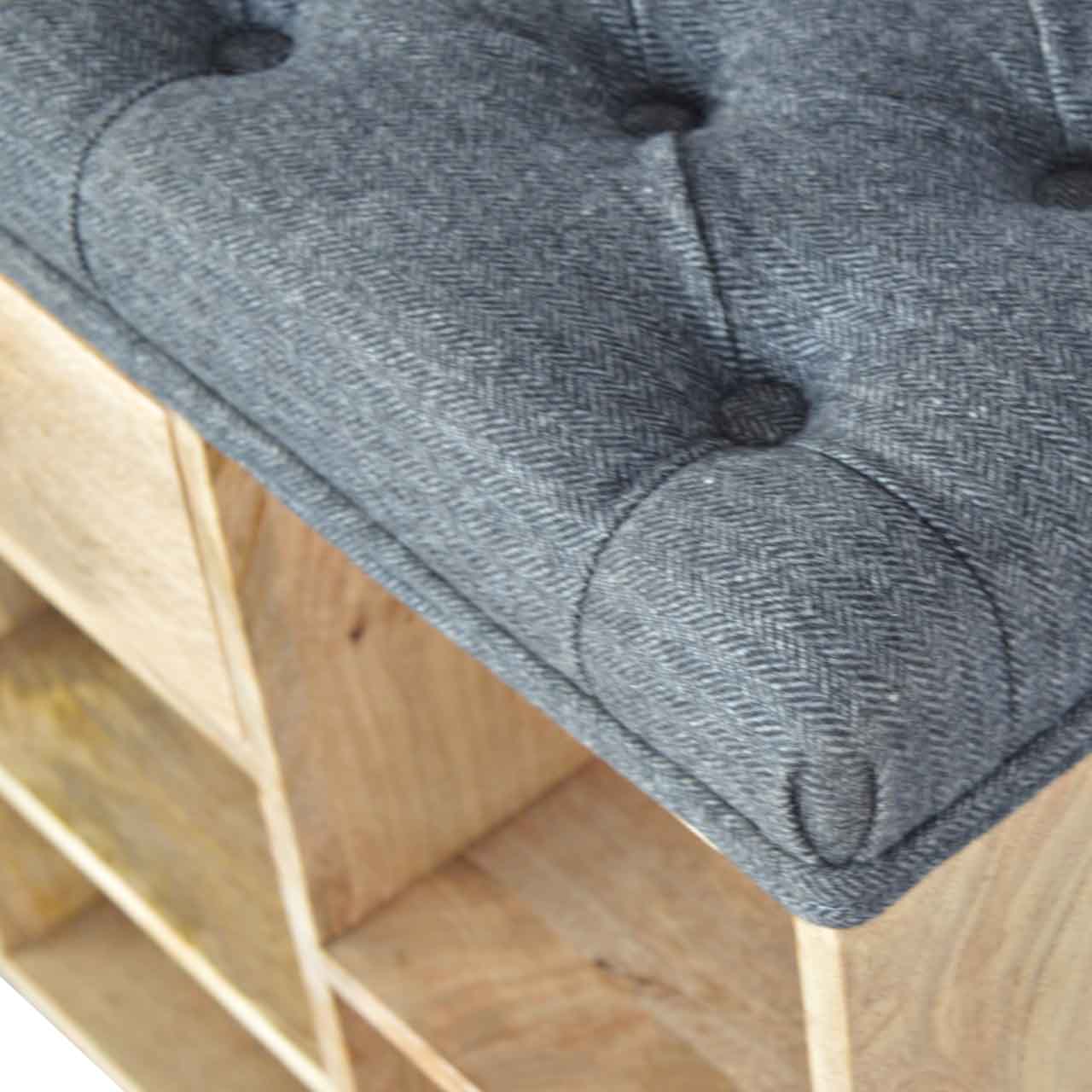 Black Tweed 1 Drawer Bench
